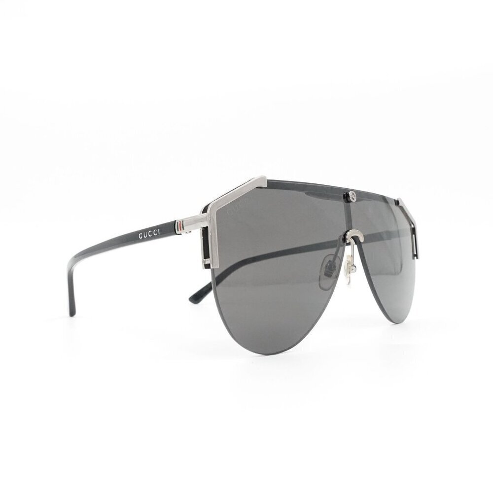 Gucci GG0584 Shield Sunglasses Silver Black OS - Picture 3 of 16